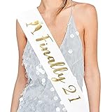 Birthday Girl Sash White and Gold - 21st Birthday for Women - Happy Birthday Party Favors - Supplies and Decorations - by Finally 21