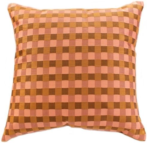 Modern Squares Checkered 16" X 16" Throw Pillow Cover, Set of 2 (Choco Pink)