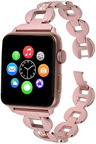 UOSOSO Stainless Steel Replacement Strap with Adjustable Buckle and Quick Release for Apple iWatch Series 2/ Apple Watch Series 1/ Nike+ (Rose, 38mm)