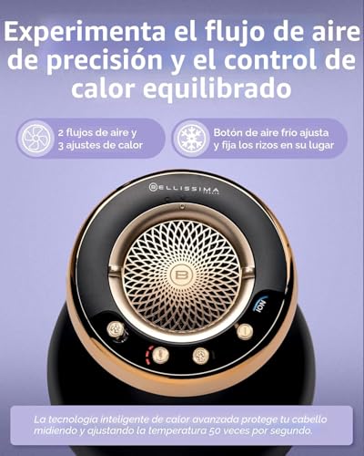 BELLISSIMA ITALIA Diffon Supreme - Difusor XL y secador de pelo para cabello rizado y ondulado, botón fresco, tecnología iónica y cerámica para no encrespamiento, Negro