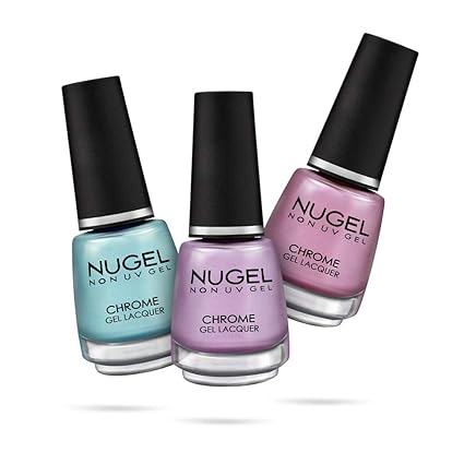 Nugel Non UV Gel Nail Polish, Disney Collection Lacquer Combo: 3 Nail Polish - Aqua Marine CS - C10, Amethyst CS - C11, Pink Blush CS - C12 for Nail Art - N10, Multicolor, 13 ml