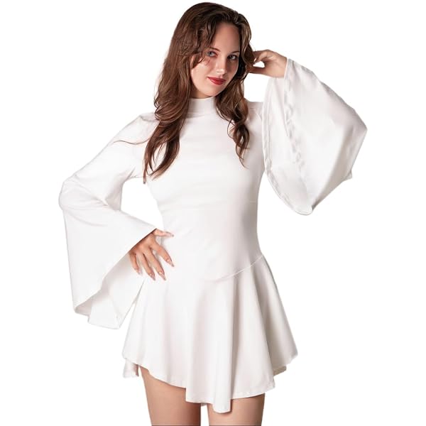 Amazon.com: Cosplaya Princess White Floral Strapless Satin Dress Costume