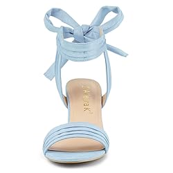 Allegra K Women's Open Toe Ankle Tie Back Sky Blue