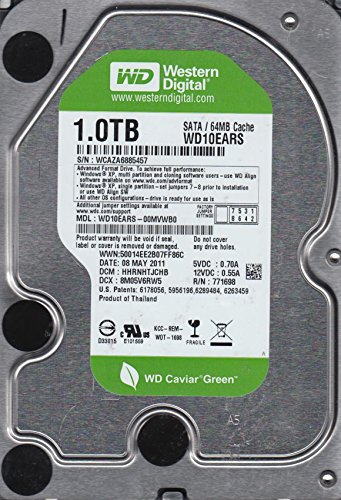 WD10EARS-00MVWB0, DCM HHRNHTJCHB, Western Digital 1TB SATA 3.5 Hard Drive