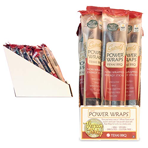 Gopal's Texas BBQ Power Wraps, Vegan and Gluten-Free Nori-Wrapped Energy Snack , Raw and USDA Certified Organic Food Energy Sticks 1.8 Ounces (Pack of 24)