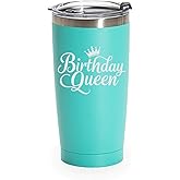 Made4You, 'Birthday Queen', Laser Engraved Stainless Steel Tumbler, 20 Oz., Birthday Theme Gift, Seafoam Color, Gift to Celebrate Your Birthday