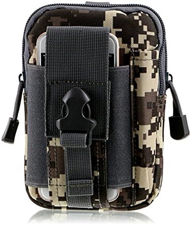 SAUNICE Wear-resistant nylon waterproof cell phone pocket wear belt running hanging bags Army tactical outdoor sports fan camouflage pockets - ACU color
