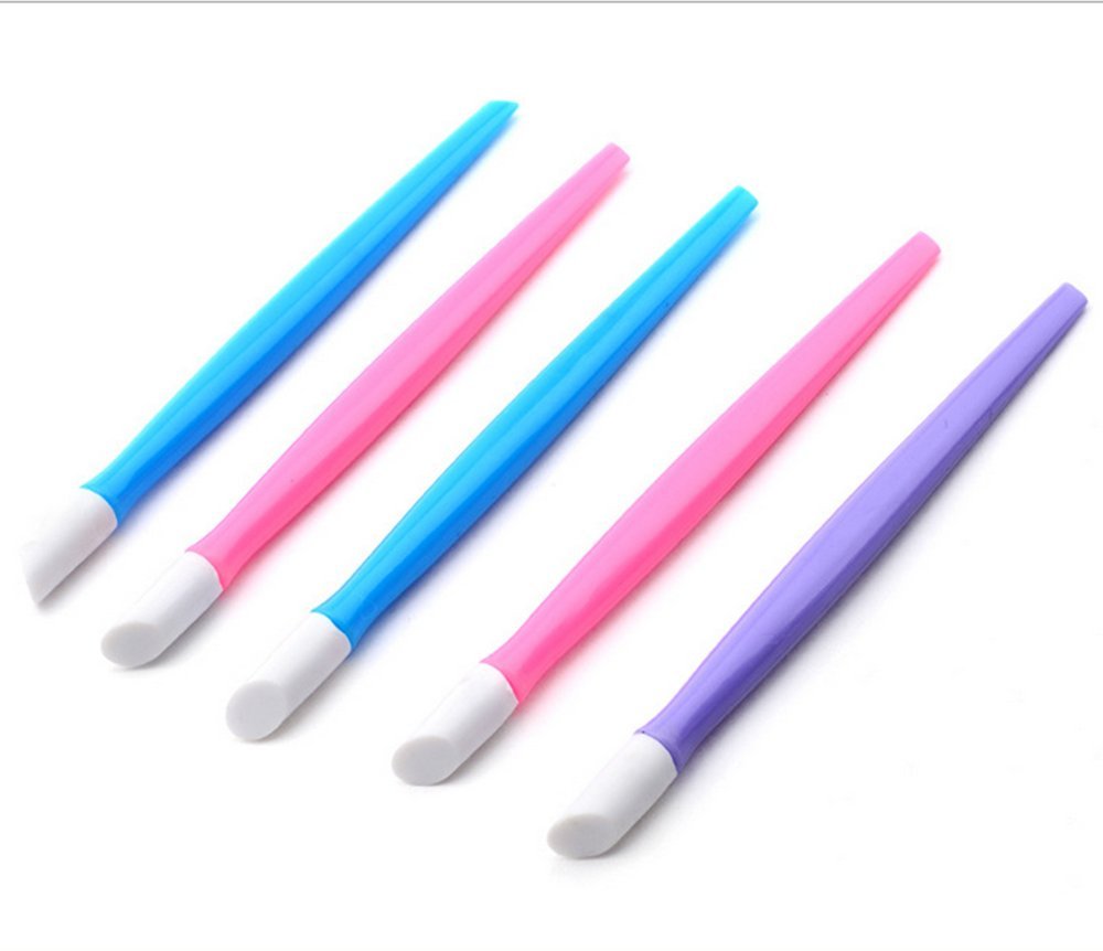 5 Pcs Hard Rubber Tipped Plastic Handle Nail Art Tool