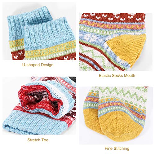 Jovego-Socken-Damen-Winter-6-Paar-Warme-Damen-Socken-Bunte-Farbe-Socken-Vintage-Wintersocken-Atmungsaktiv-Weich-Stricksocken-Premium-Qualitaet-Wollesocken-Geeignet-fuer-Zuhause-Schule-und-Buero