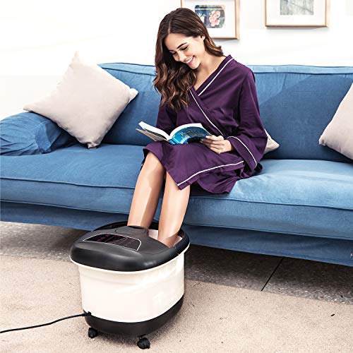 ACEVIVI Foot Spa Bath Massager with Heat and Massage and Bubble Jets, Motorized Shiatsu Massage Ball + Motorized Maize Roller + Rotatable Pedicure Stone, Red Light, Adjustable Time & Temperature,LED - Thumbnail 5
