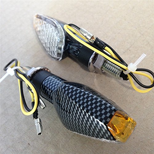 image for HTT Carbon Fiber LED Motorcycle Dual Sport Turn Signal Light Clear Len