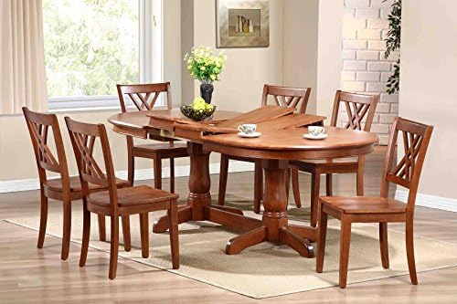 Iconic Furniture Oval Dinning Table & Double x Back Chair, 90", Cinnamon
