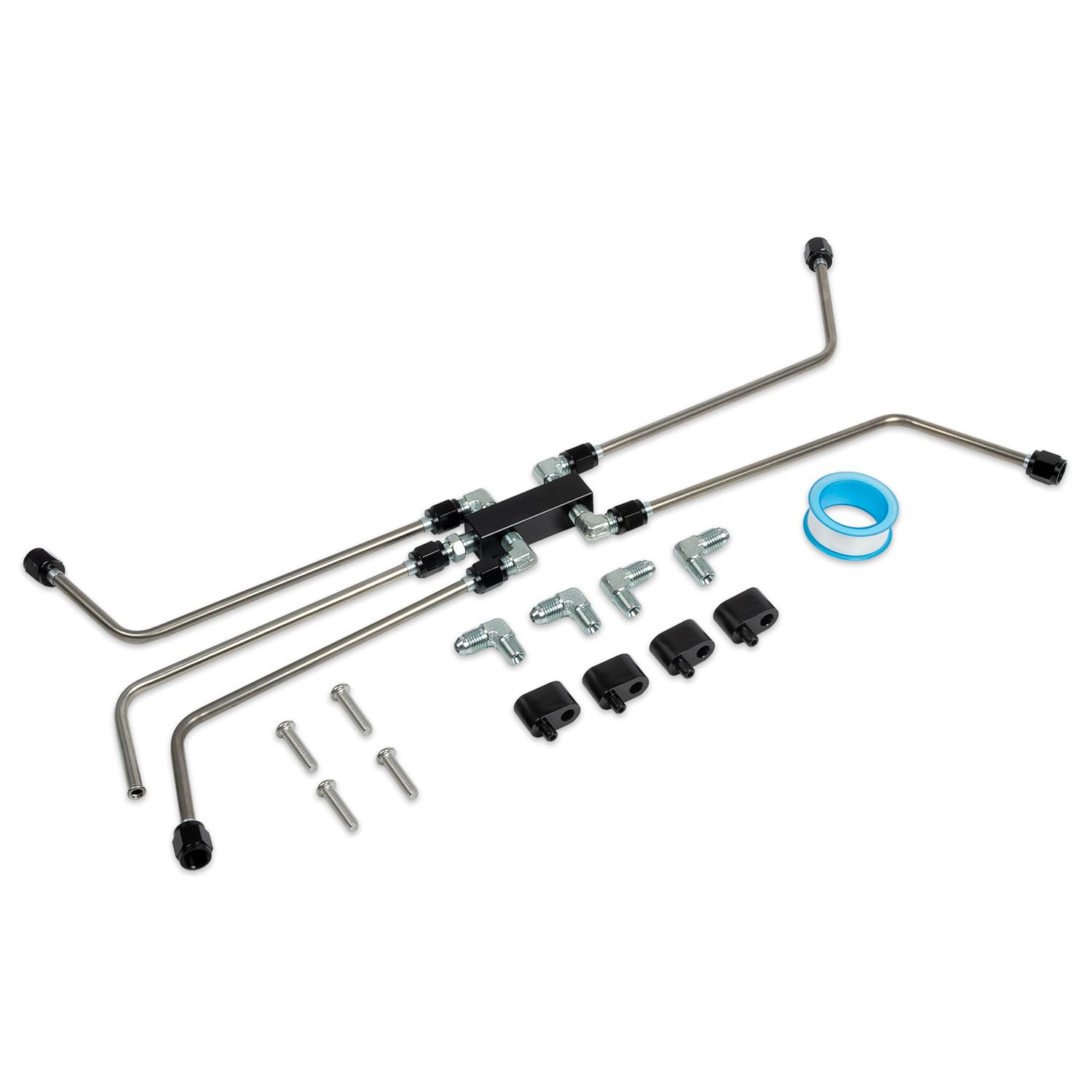 Photo 1 of **missing the lines*LS Engine Steam Vent/Coolant Crossover 4-Corner Kit — Fits LS1/LS2/LS3/LS6/LS7/LS9/LSX & LQ4/LQ9/LM7 — CNC Aluminum Manifolds + Braided Hoses — OEM 12602544/12694769 (LW189)