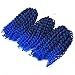 Silike 8'' Ombre Marlybob Kinky Curl (3 Bundles/pack) Back to School Afro Kinky Braid Hair Extension(T 1B/Blue)
