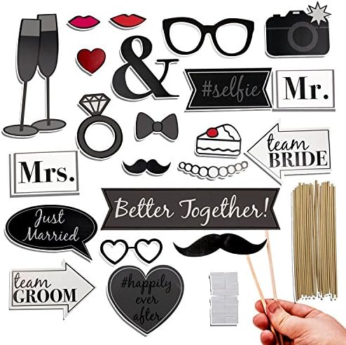 Wedding Photo Booth Prop Kit- 22 Piece Set