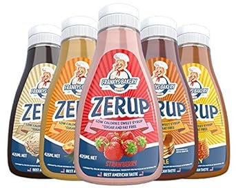 Frankys Bakery ZerUP -Amerikanischer Sirup Dessersauce Diät Ernährung Kalorienarm(Erdbeer -Strawberry) 425ml