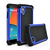 Nexus 5 Case, MagicMobile [Dual Armor Series] Hybrid Impact Resistant Google Nexus 5 Shockproof Tough Case Rugged Hard Plastic + Rubber Silicone Skin Protective Case for LG Nexus 5 - Black / Blue