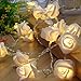 Rose Lights, Rose Flower Fairy String Light with 2 Optional Colors, 10ft 20 LEDs Battery Operated Night Light with Remote Control for Kids Bedroom, Mirror, Walls, Windows, Wedding (White&Yellow)