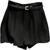 MakeMeChic Women's Dressy Shorts Pleated Work Office Dressy Wide Leg Business Shorts Without Belt