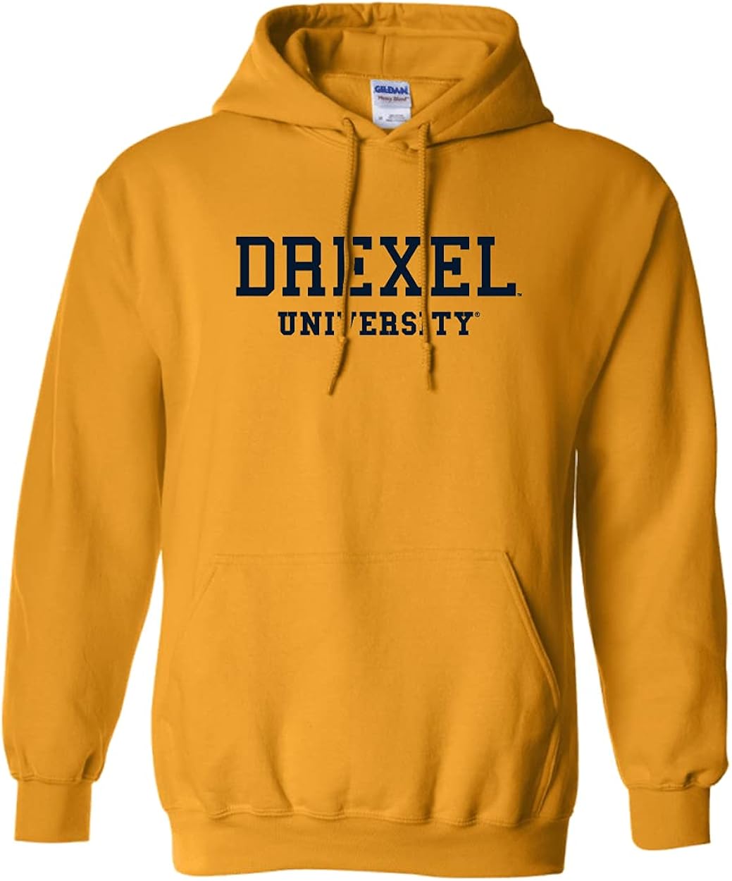 CreateMyTee Drexel University Navy Text Hooded Sweatshirt at Amazon Men