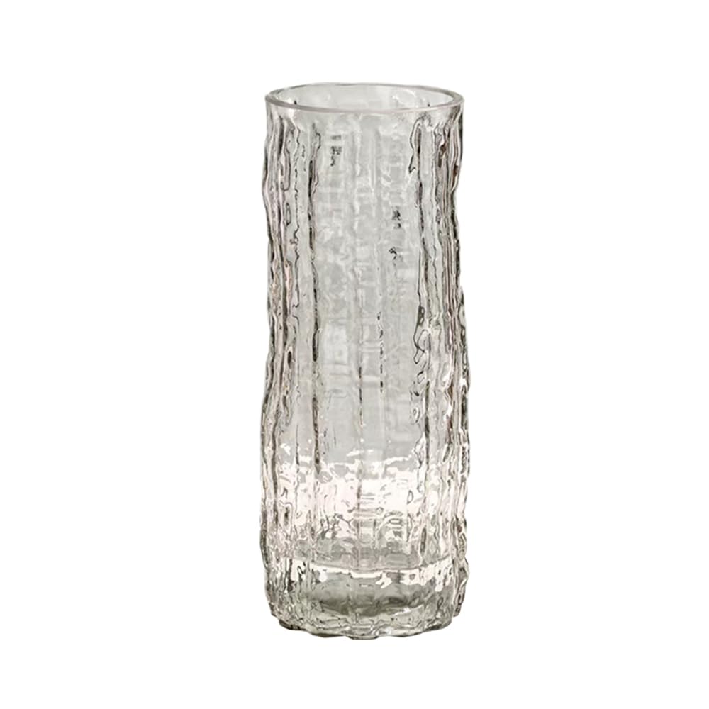 Photo 1 of SFBBCLOZ Clear Glass Vase Cylinder 7" Ribbed Thickened Flower Vase Crystal Vase for Modern Centerpieces Home Decor Living Room Bedroom Dining Table Office Wedding Decoration Gift (Clear)