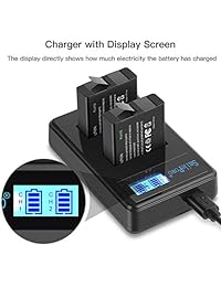 SmilePowo Paquete de 3 baterías recargables y 2 canales Cargador de viaje USB Batería para GoPro HERO 6, HERO6 Negro, HERO 5, HERO5 Negro, HERO (2018), AHDBT-501 (Totalmente compatible con la cámara original)