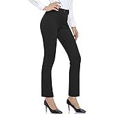 HISKYWIN Women Yoga Dress Pants Stretchy Work Pants Straightleg/Bootcut Office Slacks with Pockets for Business Casual Petite