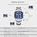 Watch,Mens Watches,Sport Casual Fashion Business Wrist Watch,Stainless Steel Waterproof Silver Blue Multifunctional Chronograph