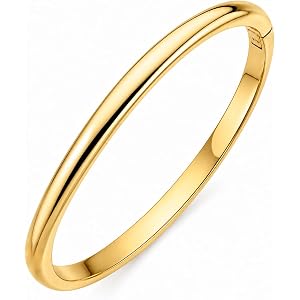 Minimalist Gold Bracelet for Women, 18K Gold Plated Stainless Steel Bangle Bracelet, Waterproof Non Tarnish Dainty Thin Jewel