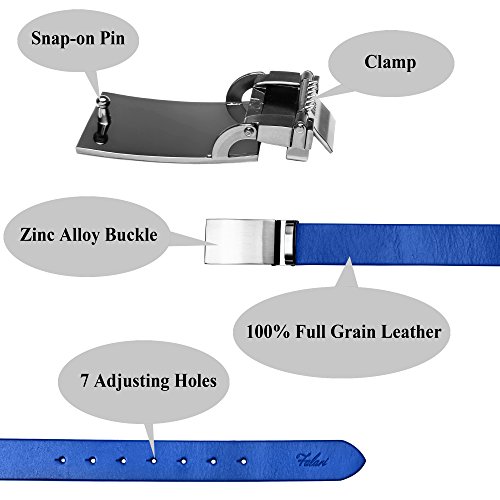 Falari Men's Dress Belt Jeans Belt Genuine Leather 9026-BLUE-XL44