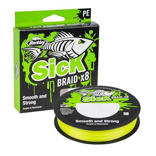 Berkley Sick Braid – 8-fach geflochtene Angelschnur, super glattes 8-fach Multifaden PE Raubfischgeflecht, Angelschnüre 150-300 m zum Süßwasser- oder