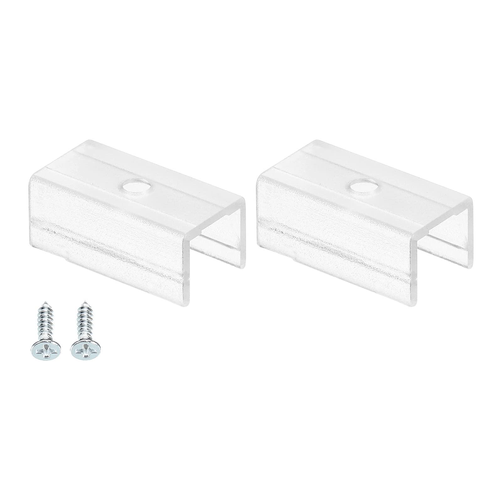 TOP-VIGOR 100Pcs LED Strip Light Clips, Waterproof Mounting Bracket Fixing Clips Plastic Clamp Holders with Screws, Lights Install Fixing Clips Clamp for 8mm Light Cable Ribbon, Translucent