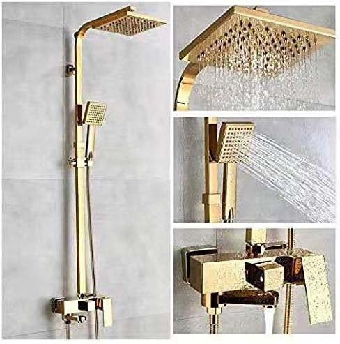 Bathtub Faucets Luxury Gold Brass Bathroom Faucet Mixer Tap Wall Mounted Hand Held Shower Head Kit Shower Faucet Sets Polished Chrome
