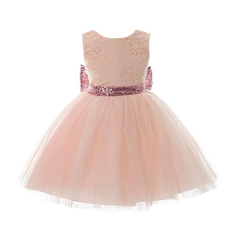 Baby Mädchen Faschingskostüme Sequins Glitzerkleid Bowknot Prinzessin Kleid Spitze ärmellos Geburtstag Kleider für Kleinkinde