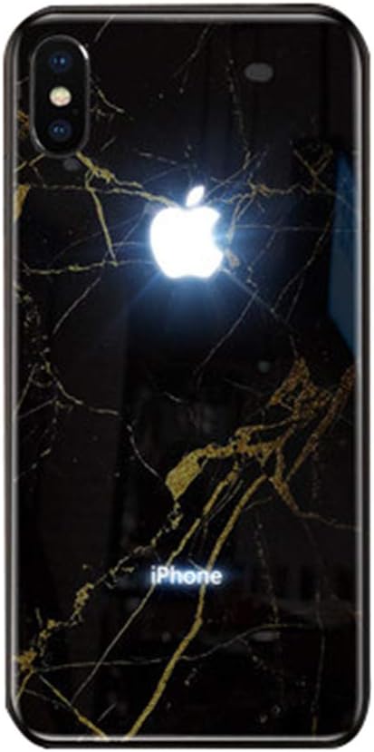Twnhmj Iphone XSMAX Phone Cases Led Logo Light,Iphone XR Case Glowing Marble Texture Logo Light Up Logo Case Illuminate Cover Tempered Glass Cover Case,C,iPhone6P/6SP