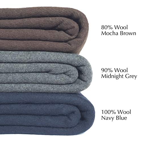 EKTOS 90 Wool Blanket, Grey, Warm & Heavy 4.4 lbs, Large Washable 66