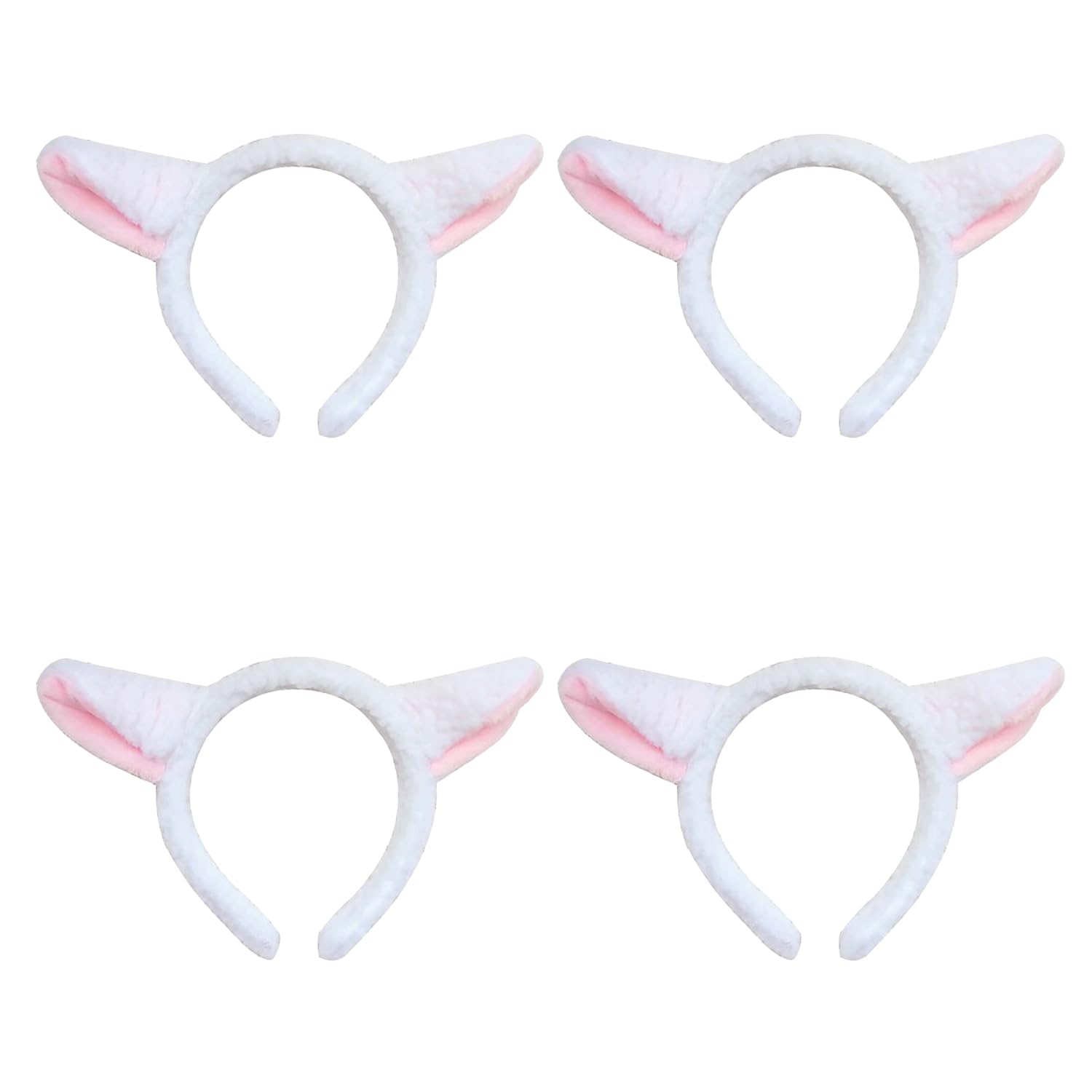 Miaija 4Pieces Sheep Ears Headband White and Pink Animal Headband Cartoon Alice Band Fancy Dress Accessories for Kids