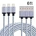 Xcords 3pcs 6ft Nylon Braided Charging Cable Data & Sync Cord 8-Pin Lightning to USB Cable Charger for iPhone7/7Plus/6/6s/6 plus/6s plus, iPhone 5/5s/5c,iPad, iPod Nano 7,iPod 5