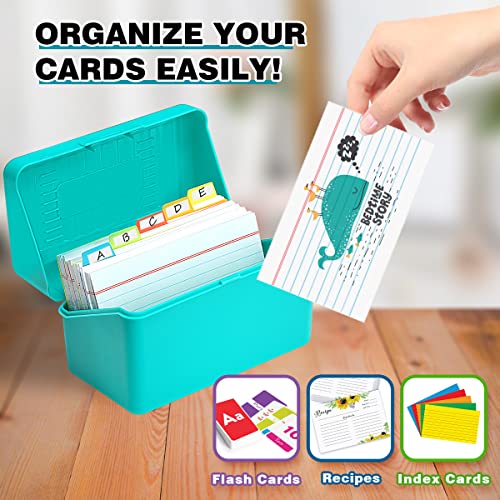 H4D 3x5 Index Card Holder With Dividers And Ruled Index Cards 100 Count
