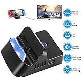 DCMEKA Mini Switch Dock, Replacement for Nintendo Switch Dock Charge and Play Portable Switch Charging Stand, Multi-angle Ajustable Tabletop Playstand for Nintendo Switch with USB C Power Input