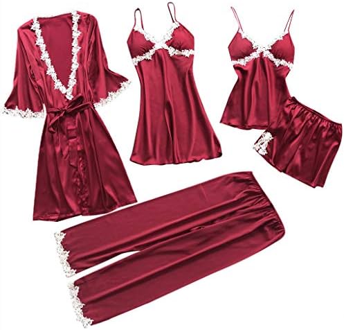 WaiiMak Womens Sexy Pajamas, Sleep Pants, Nightdress, Robe Shorts Sweet Lace Trim Sleepwear Pajama Sets