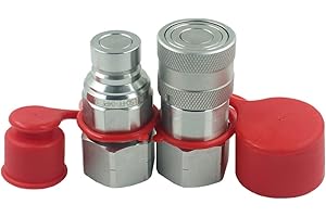 LSQ 5/8'' SAE-10 Flat Face Hydraulic Quick Connect Coupling Set Skid Steer Loader Quick Disconnect Coupler with Dust Caps