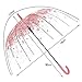 Tdogs Clear Bubble Umbrella Dome with 100 Pcs Romantic Flowers,Cherry Blossoms Transparent Rain Umbrellas for Kids Girls Weddings, Transparent/pink