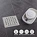Modbath 5 Inch Square Shower Drain with PVC Base Flange, Floor Drain with Removable Quadrate Pattern Cover for Bathroom, Brushed 304 Stainless Steel, Includes Hair Strainer, Threaded Adapter