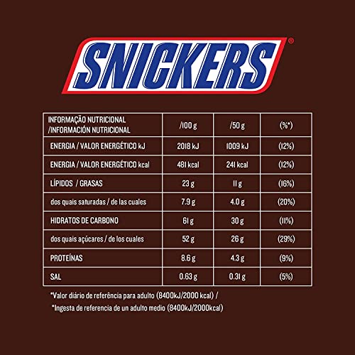 SNICKERS BAR WITH CARAMEL AND ROASTED PEANUTS CHOCOLATE COVERED, 24 BARS X50G (1200G)