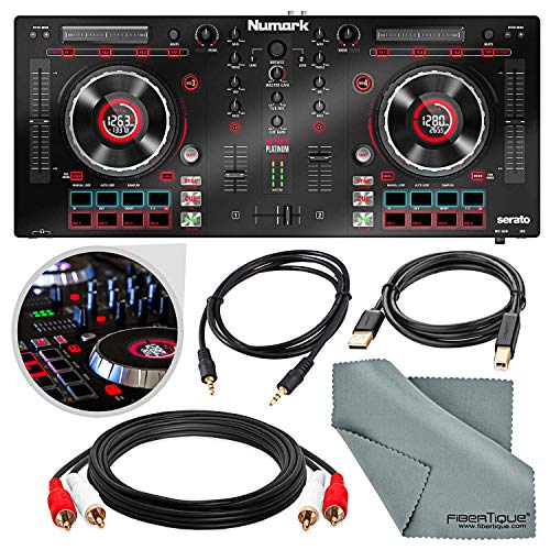Numark Mixtrack Platinum DJ Controller with Jog Wheel Display and Assorted Cables Accessory Bundle