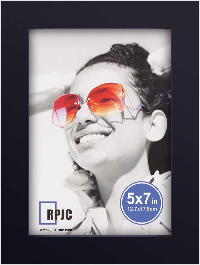 RPJC 5x7 Picture Frames Made of Solid Wood High Definition Glass for Table Top Display and Wall Mounting Photo Frame Black -