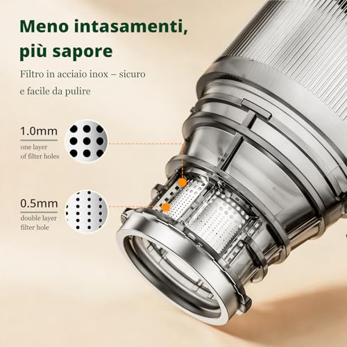 LINKChef Fruit and Vegetable Extractor, 115 mm Opening Juice Extractor 1.2L, Slow Juicer Machine for Whole Fruits and Vegetables, BPA Free, Easy to Disassemble and Clean, Recipes Included, 200W