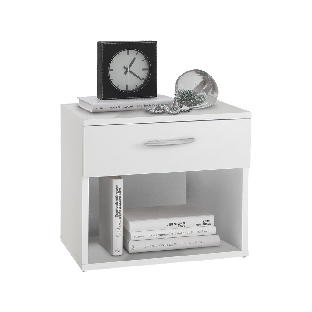 FMD Jonny Mesilla de Noche, Madera, Blanco, 42x30x37.5 cm