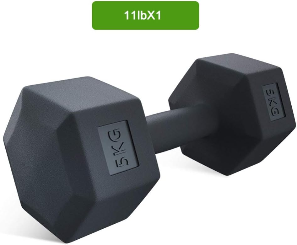 Fitness Dumbbells Set Hex Rubber Dumbbell 5.5-16.5 Pounds Pair/Single with Metal Ergonomic Handles for Muscle Toning, Strength Building, Weight Loss, Home and Training Studio